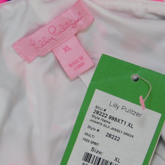 Lilly Pulitzer Amante Silk Jersey One Sleeve Dress XL (83125) - Picture 5 of 6